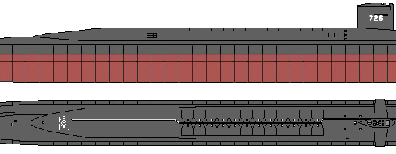 Подводная лодка USS SSGN-726 Ohio [Submarine] - чертежи, габариты, рисунки